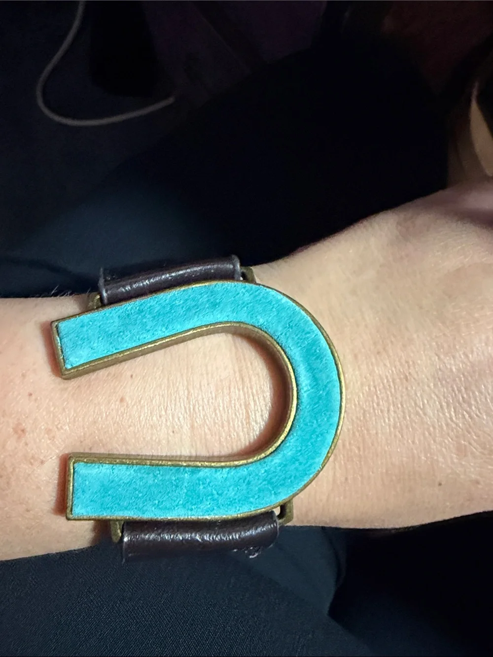 Turquoise Leather Arch Cuff Wristband - Fashion Wearable